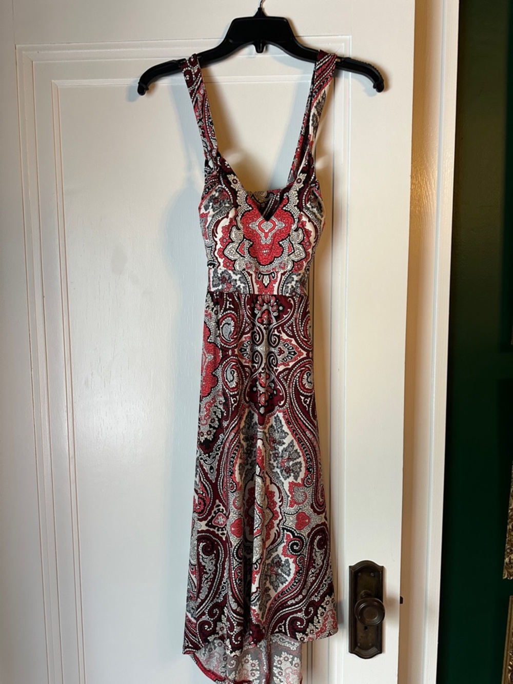 INC International Concepts Red and Cream Paisley Maxi Dress